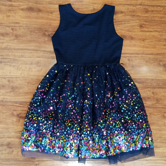 Knit Works Navy Rainbow Sequins Dress, 16 - Picture 4 of 8